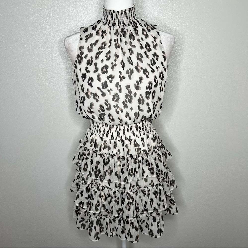 Express Black and White Leopard Print Mini Dress